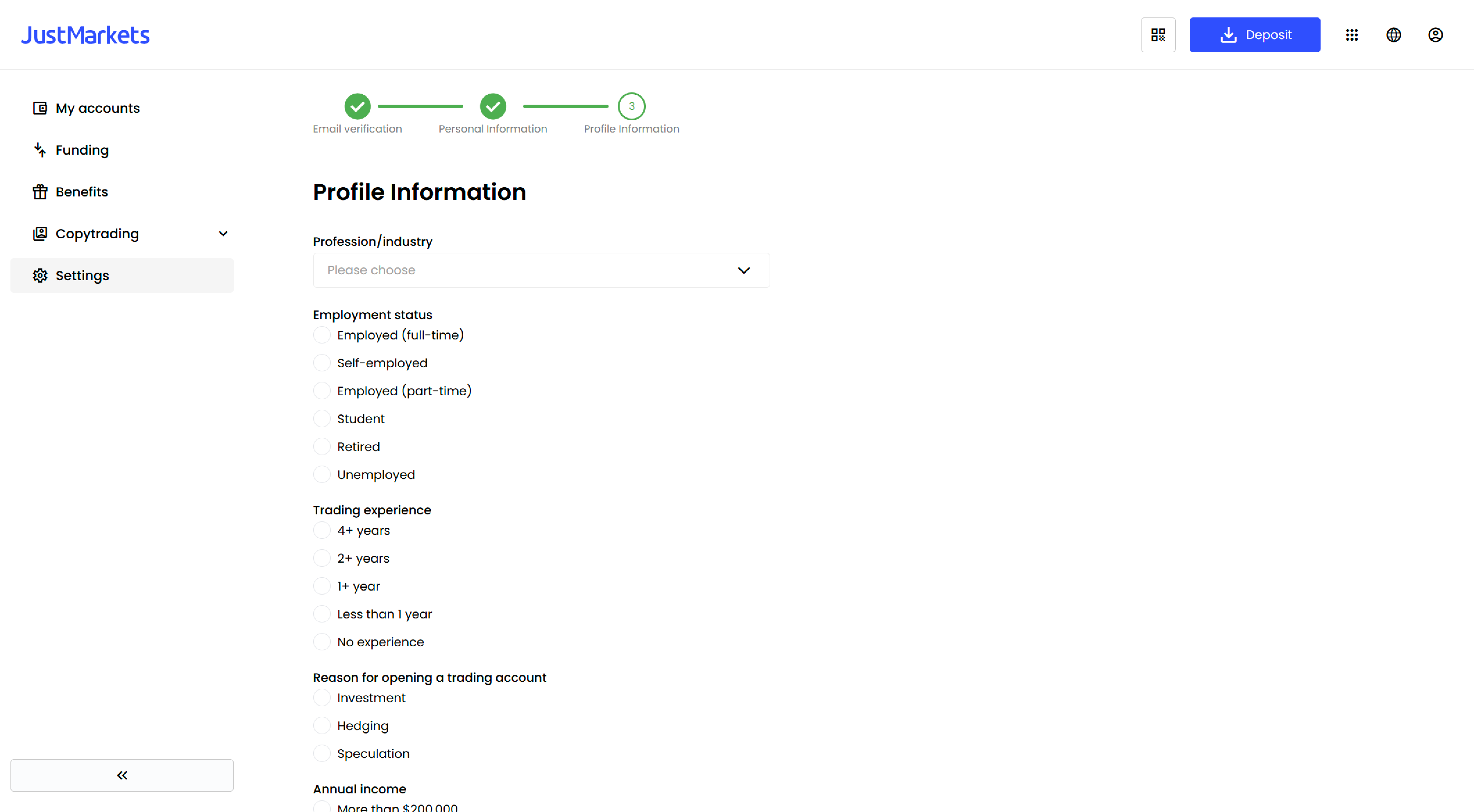 Verification of Profile information in Personal Area
