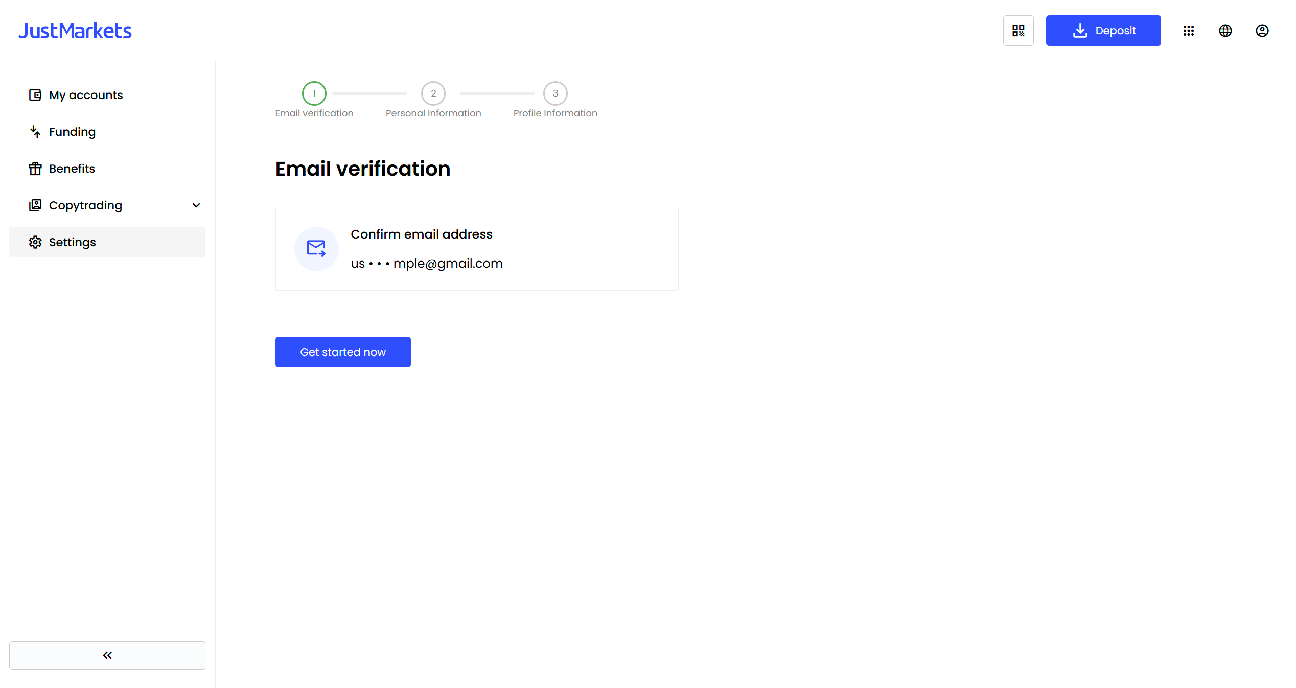 Verification of email in Personal Area